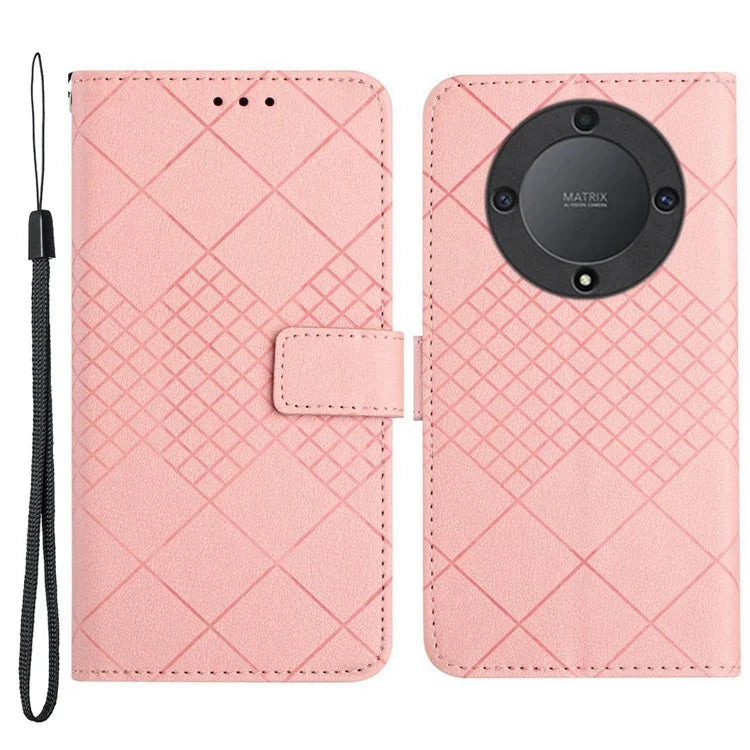 HT06 For Honor X9a 5G / X40 5G / Magic5 Lite 5G Case Rhombus Imprinted PU Leather Phone Cover