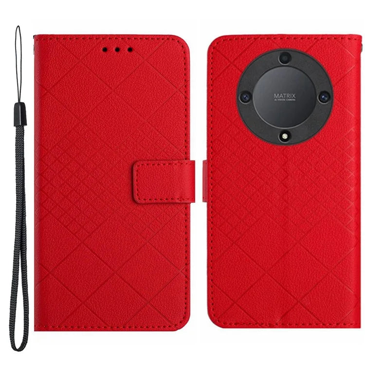 HT06 For Honor X9a 5G / X40 5G / Magic5 Lite 5G Case Rhombus Imprinted PU Leather Phone Cover