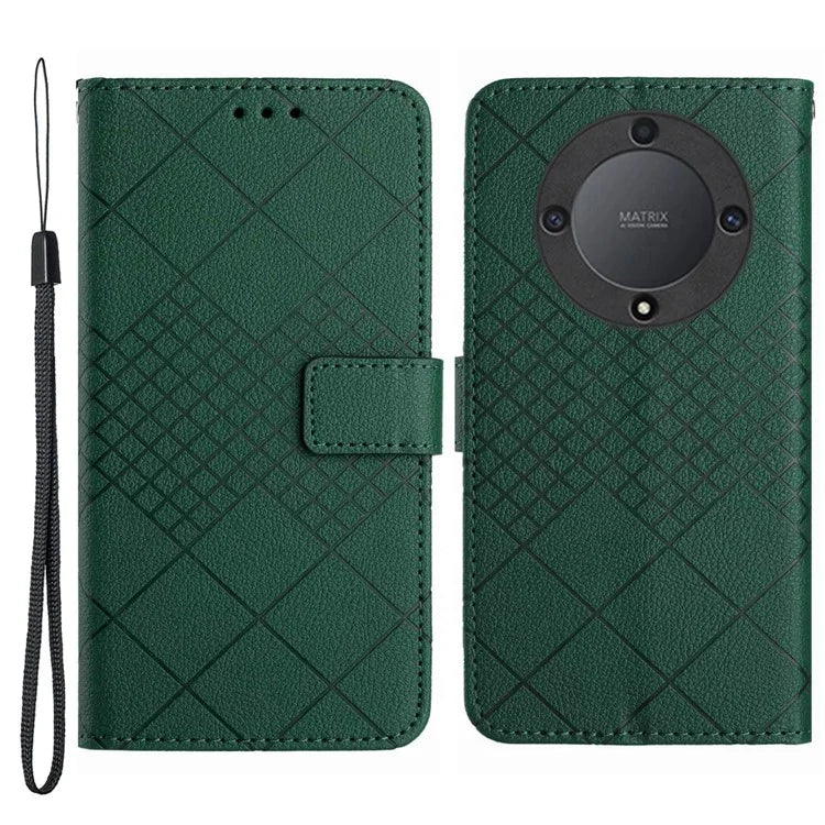 HT06 For Honor X9a 5G / X40 5G / Magic5 Lite 5G Case Rhombus Imprinted PU Leather Phone Cover