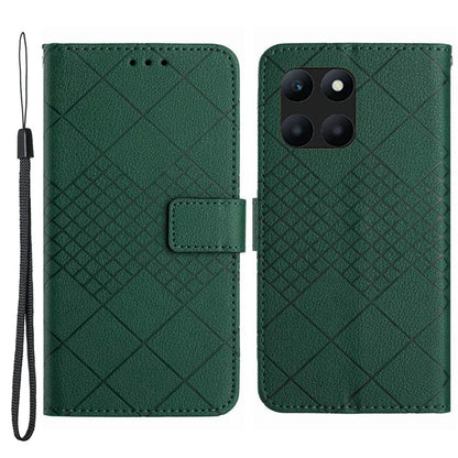 HT06 For Honor X6a 4G Case Shockproof PU Leather Rhombus Phone Cover