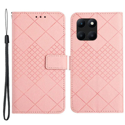 HT06 For Honor X6a 4G Case Shockproof PU Leather Rhombus Phone Cover