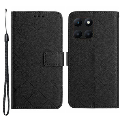 HT06 For Honor X6a 4G Case Shockproof PU Leather Rhombus Phone Cover