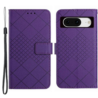 HT06 For Google Pixel 8 Case PU Leather Rhombus Scratch Proof Phone Cover