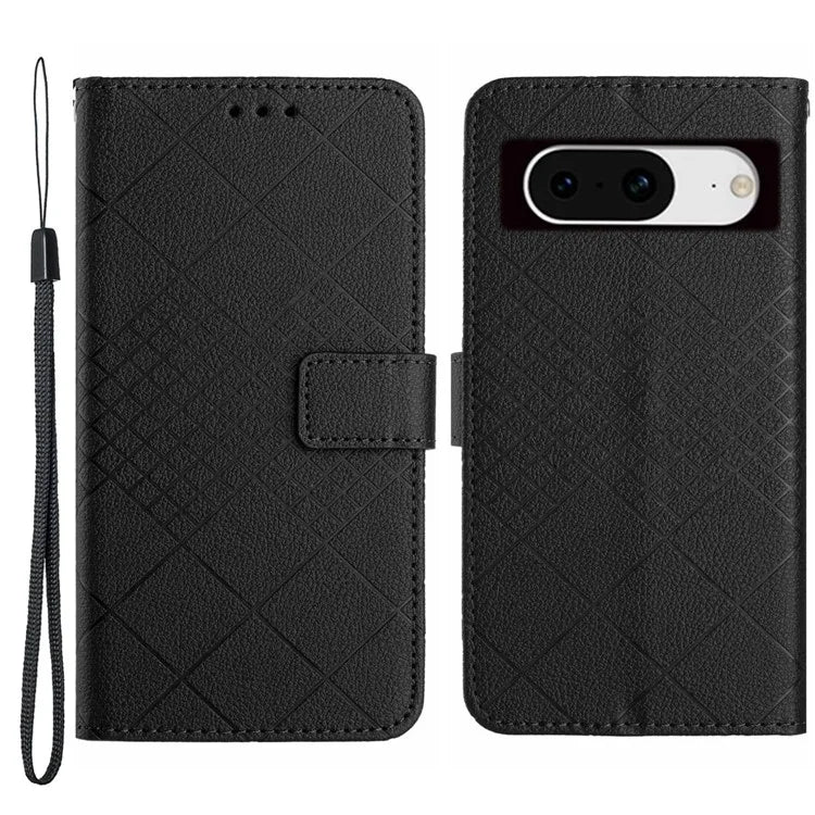 HT06 For Google Pixel 8 Case PU Leather Rhombus Scratch Proof Phone Cover