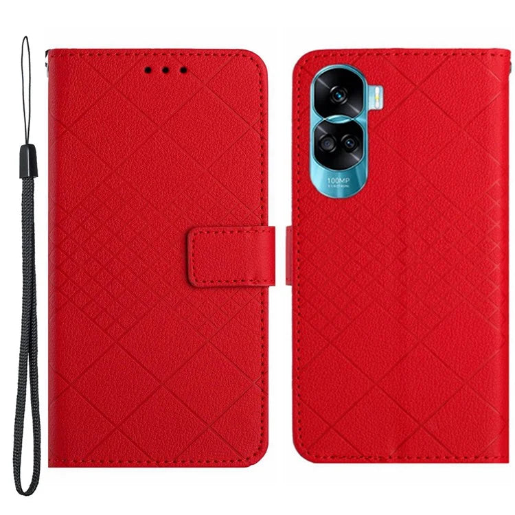 HT06 For Honor 90 Lite 5G / X50i 5G Case PU Leather Rhombus Book Style Phone Cover