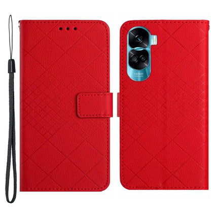 HT06 For Honor 90 Lite 5G / X50i 5G Case PU Leather Rhombus Book Style Phone Cover