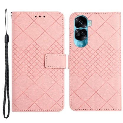 HT06 For Honor 90 Lite 5G / X50i 5G Case PU Leather Rhombus Book Style Phone Cover
