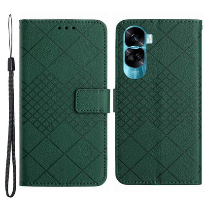 HT06 For Honor 90 Lite 5G / X50i 5G Case PU Leather Rhombus Book Style Phone Cover