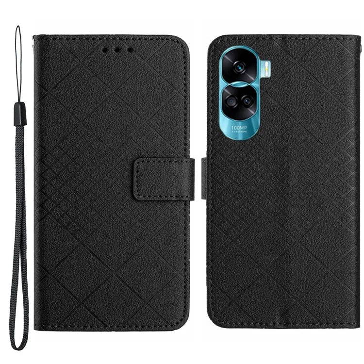 HT06 For Honor 90 Lite 5G / X50i 5G Case PU Leather Rhombus Book Style Phone Cover