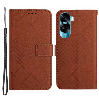 HT06 For Honor 90 Lite 5G / X50i 5G Case PU Leather Rhombus Book Style Phone Cover