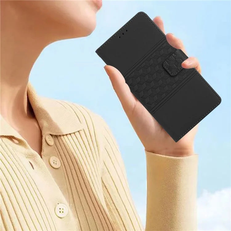 For Samsung Galaxy A05 4G Case Anti-fall Imprinted Rhombus Wallet Stand Phone Cover