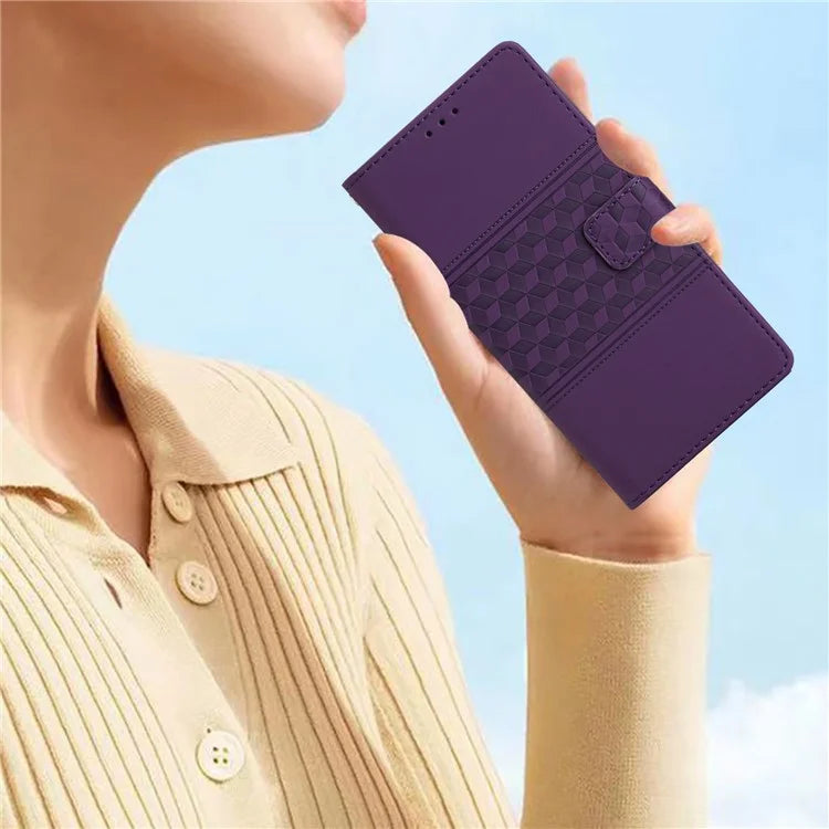 For Samsung Galaxy A05 4G Case Anti-fall Imprinted Rhombus Wallet Stand Phone Cover