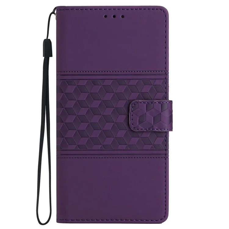For Samsung Galaxy A05 4G Case Anti-fall Imprinted Rhombus Wallet Stand Phone Cover