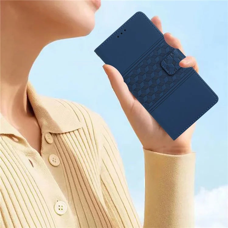 For Samsung Galaxy A05 4G Case Anti-fall Imprinted Rhombus Wallet Stand Phone Cover