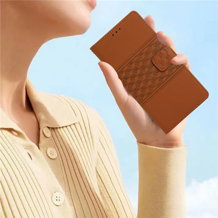 For Samsung Galaxy A05s 4G Case Anti-drop Imprinted Rhombus PU Leather Phone Stand Cover