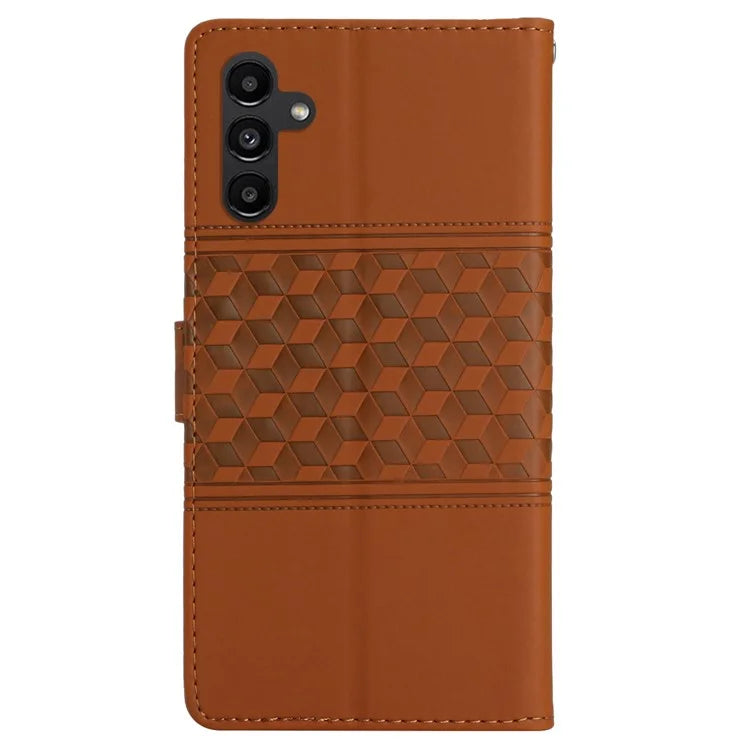 For Samsung Galaxy A05s 4G Case Anti-drop Imprinted Rhombus PU Leather Phone Stand Cover