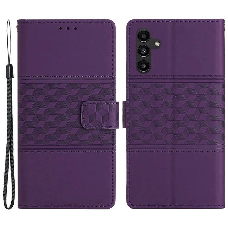 For Samsung Galaxy A05s 4G Case Anti-drop Imprinted Rhombus PU Leather Phone Stand Cover
