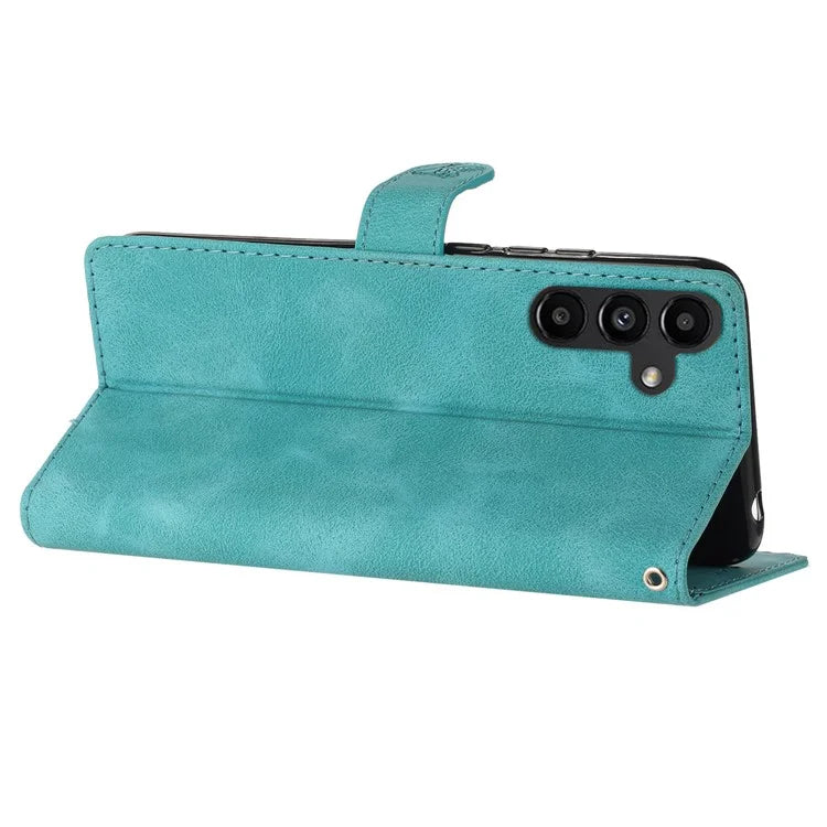 For Samsung Galaxy A15 5G Case Slim-Fit Leather Imprinted Flower Phone Cover with Stand and Wallet