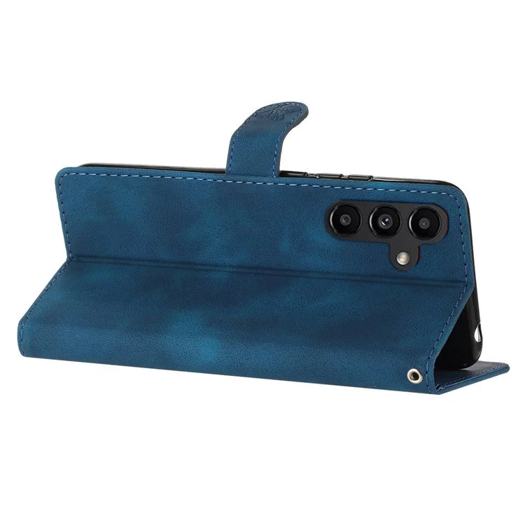 For Samsung Galaxy A15 5G Case Slim-Fit Leather Imprinted Flower Phone Cover with Stand and Wallet