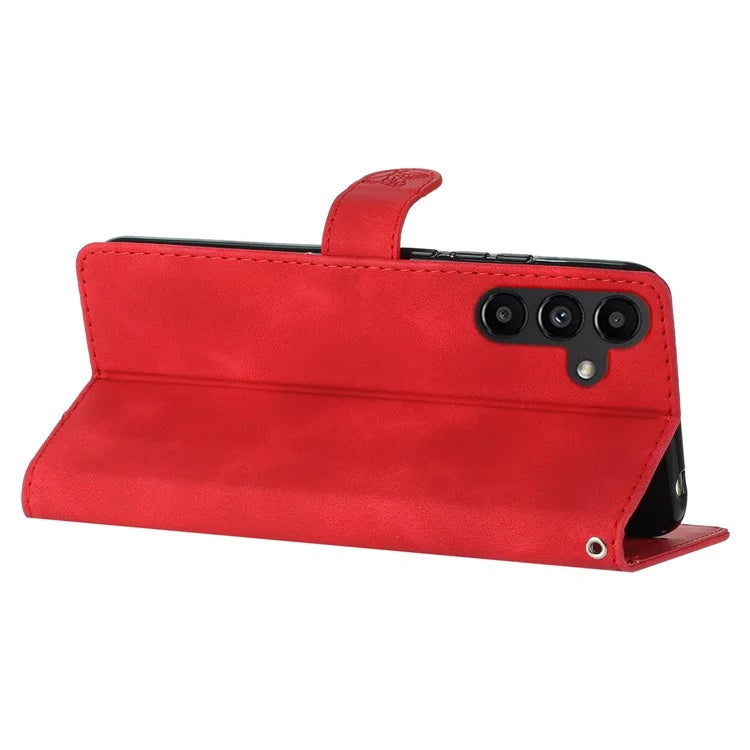For Samsung Galaxy A15 5G Case Slim-Fit Leather Imprinted Flower Phone Cover with Stand and Wallet