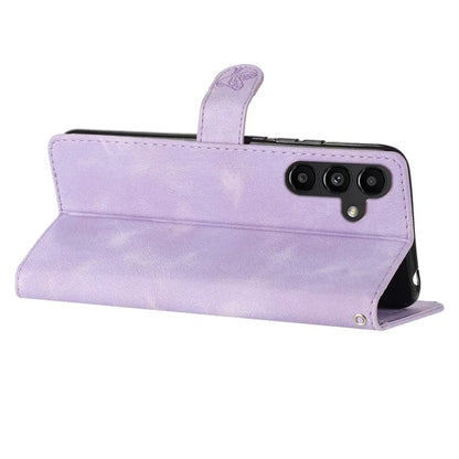 For Samsung Galaxy A15 5G Case Slim-Fit Leather Imprinted Flower Phone Cover with Stand and Wallet