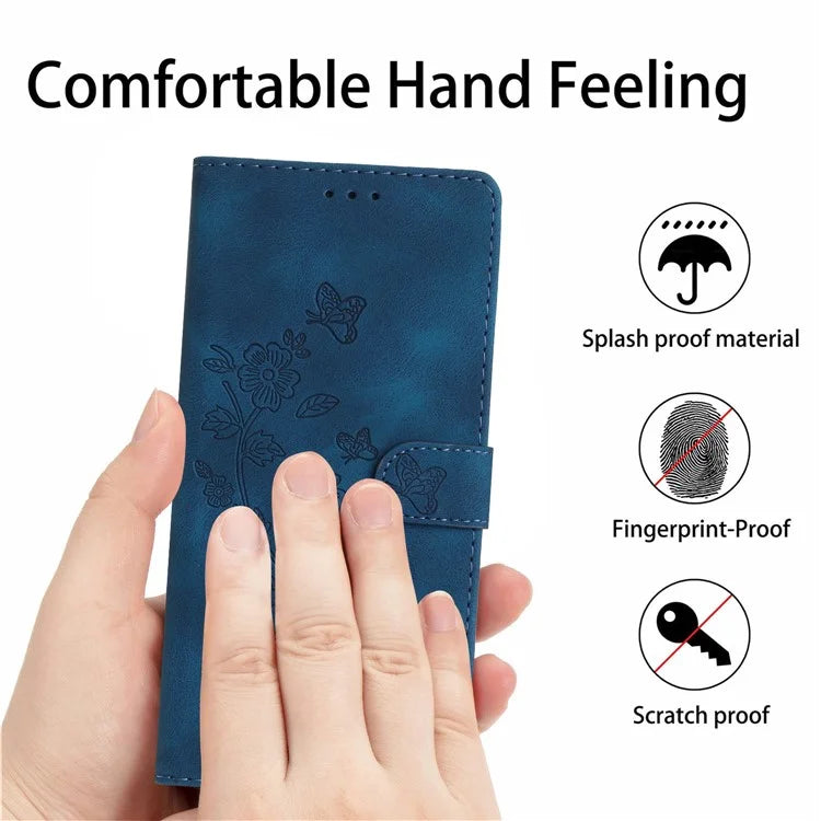 For Samsung Galaxy A05 4G Case Anti-drop Imprinted Flower Magnetic Leather Wallet Cell Phone Cover