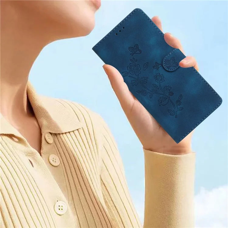 For Samsung Galaxy A05 4G Case Anti-drop Imprinted Flower Magnetic Leather Wallet Cell Phone Cover