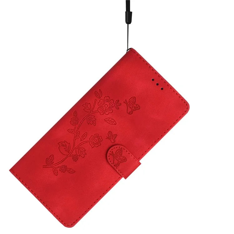 For Samsung Galaxy A05 4G Case Anti-drop Imprinted Flower Magnetic Leather Wallet Cell Phone Cover
