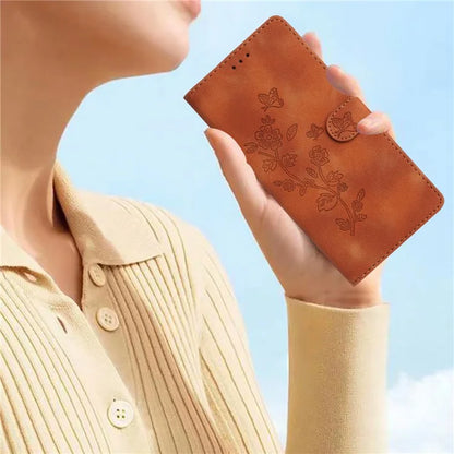 For Samsung Galaxy A05 4G Case Anti-drop Imprinted Flower Magnetic Leather Wallet Cell Phone Cover