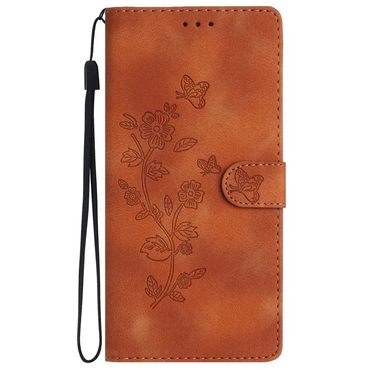 For Samsung Galaxy A05 4G Case Anti-drop Imprinted Flower Magnetic Leather Wallet Cell Phone Cover
