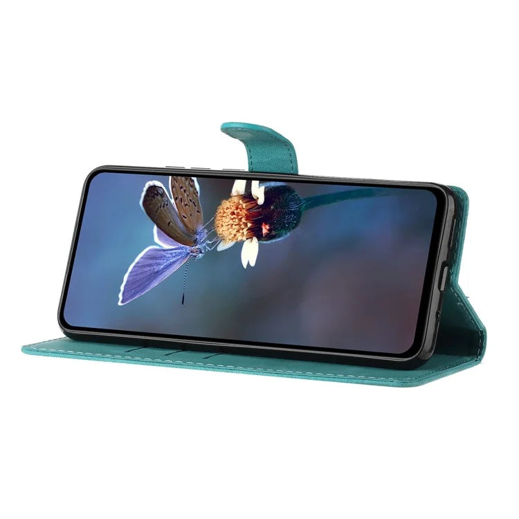 For Samsung Galaxy A05 4G Case Anti-drop Imprinted Flower Magnetic Leather Wallet Cell Phone Cover