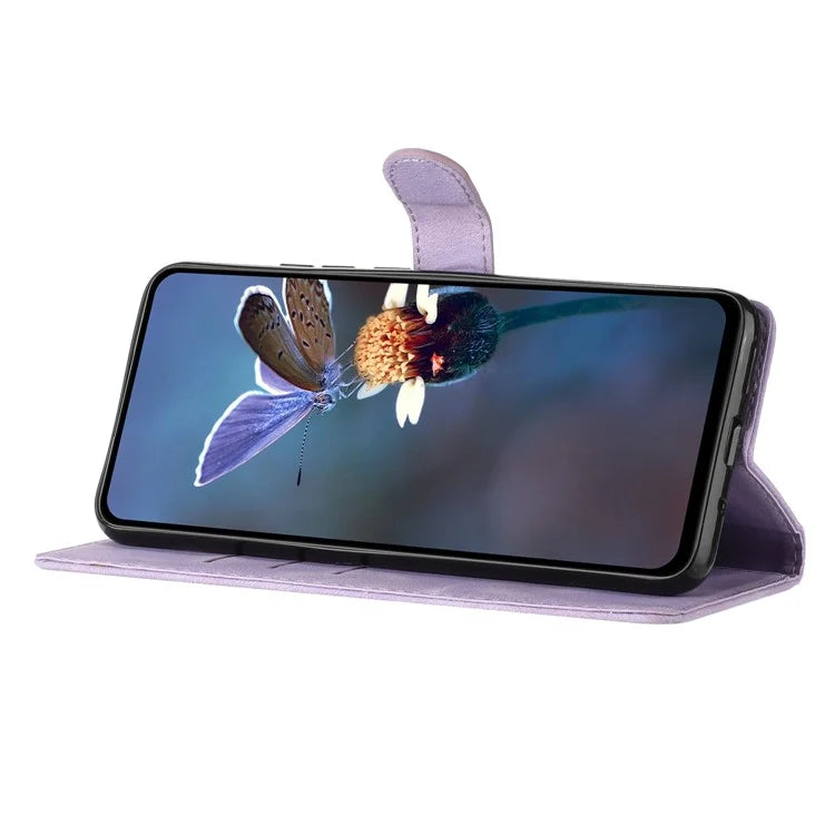 For Samsung Galaxy A05 4G Case Anti-drop Imprinted Flower Magnetic Leather Wallet Cell Phone Cover