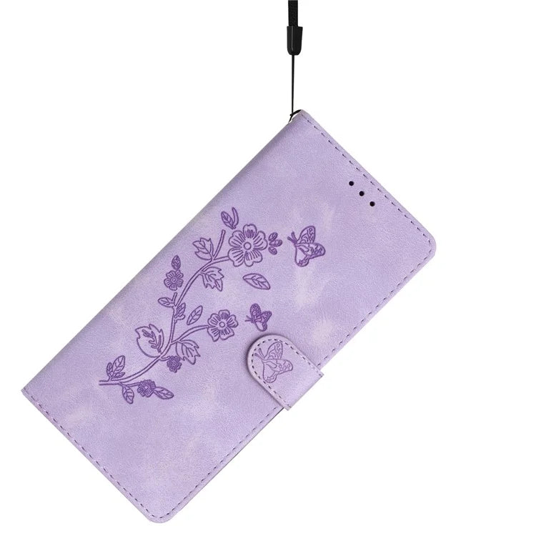 For Samsung Galaxy A05 4G Case Anti-drop Imprinted Flower Magnetic Leather Wallet Cell Phone Cover