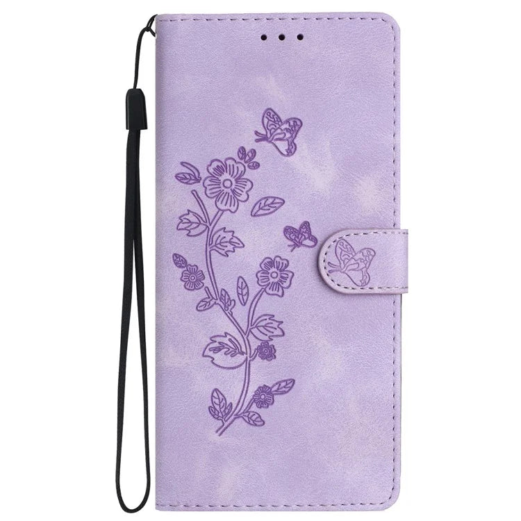 For Samsung Galaxy A05 4G Case Anti-drop Imprinted Flower Magnetic Leather Wallet Cell Phone Cover