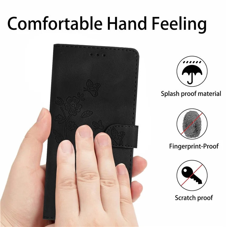 For Samsung Galaxy A05 4G Case Anti-drop Imprinted Flower Magnetic Leather Wallet Cell Phone Cover