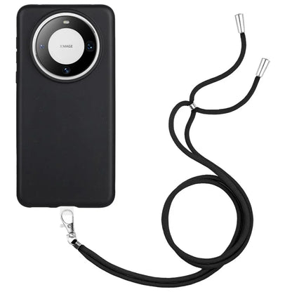 For Huawei Mate 60 Case Biodegradable Wheat Straw+TPU Magnetic Cell Phone Protector with Lanyard