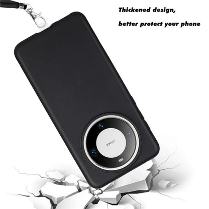 For Huawei Mate 60 Case Biodegradable Wheat Straw+TPU Magnetic Cell Phone Protector with Lanyard