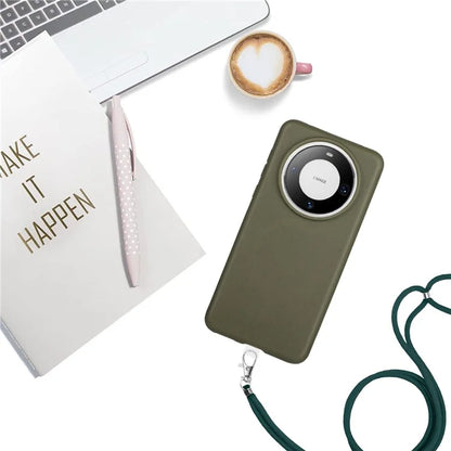 For Huawei Mate 60 Case Biodegradable Wheat Straw+TPU Magnetic Cell Phone Protector with Lanyard