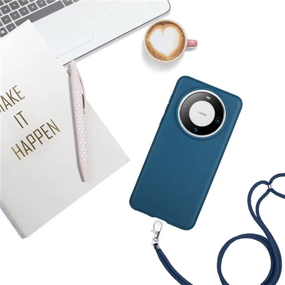 For Huawei Mate 60 Case Biodegradable Wheat Straw+TPU Magnetic Cell Phone Protector with Lanyard
