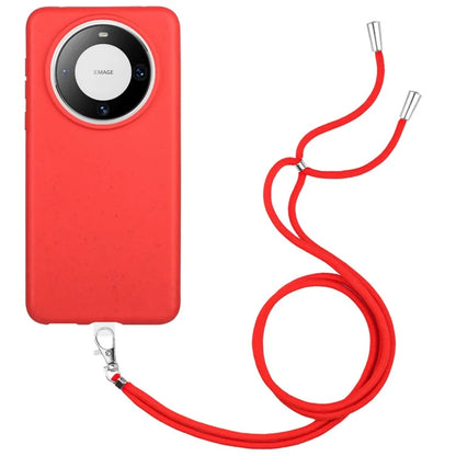 For Huawei Mate 60 Case Biodegradable Wheat Straw+TPU Magnetic Cell Phone Protector with Lanyard