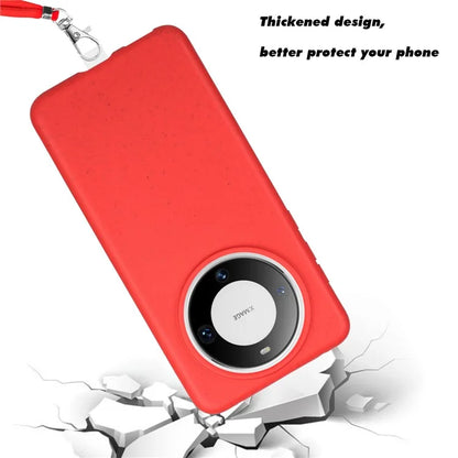 For Huawei Mate 60 Case Biodegradable Wheat Straw+TPU Magnetic Cell Phone Protector with Lanyard