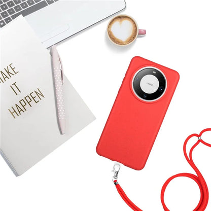 For Huawei Mate 60 Case Biodegradable Wheat Straw+TPU Magnetic Cell Phone Protector with Lanyard