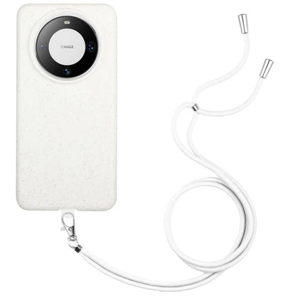 For Huawei Mate 60 Case Biodegradable Wheat Straw+TPU Magnetic Cell Phone Protector with Lanyard
