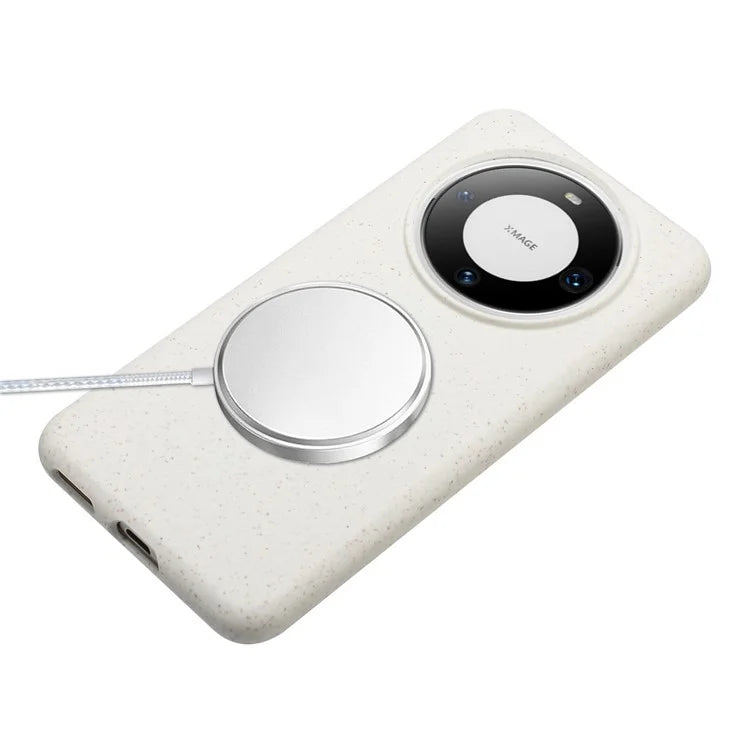 For Huawei Mate 60 Case Biodegradable Wheat Straw+TPU Magnetic Cell Phone Protector with Lanyard