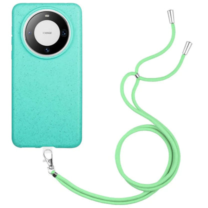 For Huawei Mate 60 Case Biodegradable Wheat Straw+TPU Magnetic Cell Phone Protector with Lanyard