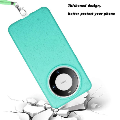 For Huawei Mate 60 Case Biodegradable Wheat Straw+TPU Magnetic Cell Phone Protector with Lanyard