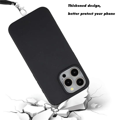 Eco-friendly Wheat Straw+TPU Case for iPhone 13 Pro Max 6.7 inch Phone Cover with Long Rope