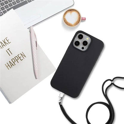 Eco-friendly Wheat Straw+TPU Case for iPhone 13 Pro Max 6.7 inch Phone Cover with Long Rope
