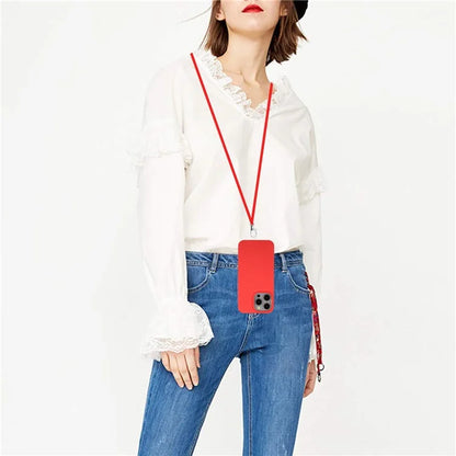 Eco-friendly Wheat Straw+TPU Case for iPhone 13 Pro Max 6.7 inch Phone Cover with Long Rope
