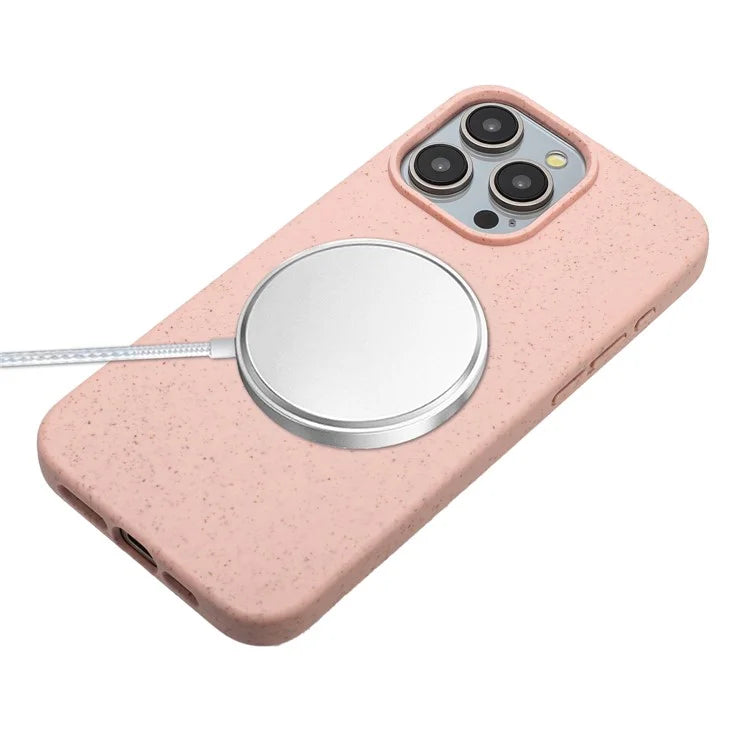 Eco-friendly Wheat Straw+TPU Case for iPhone 13 Pro Max 6.7 inch Phone Cover with Long Rope